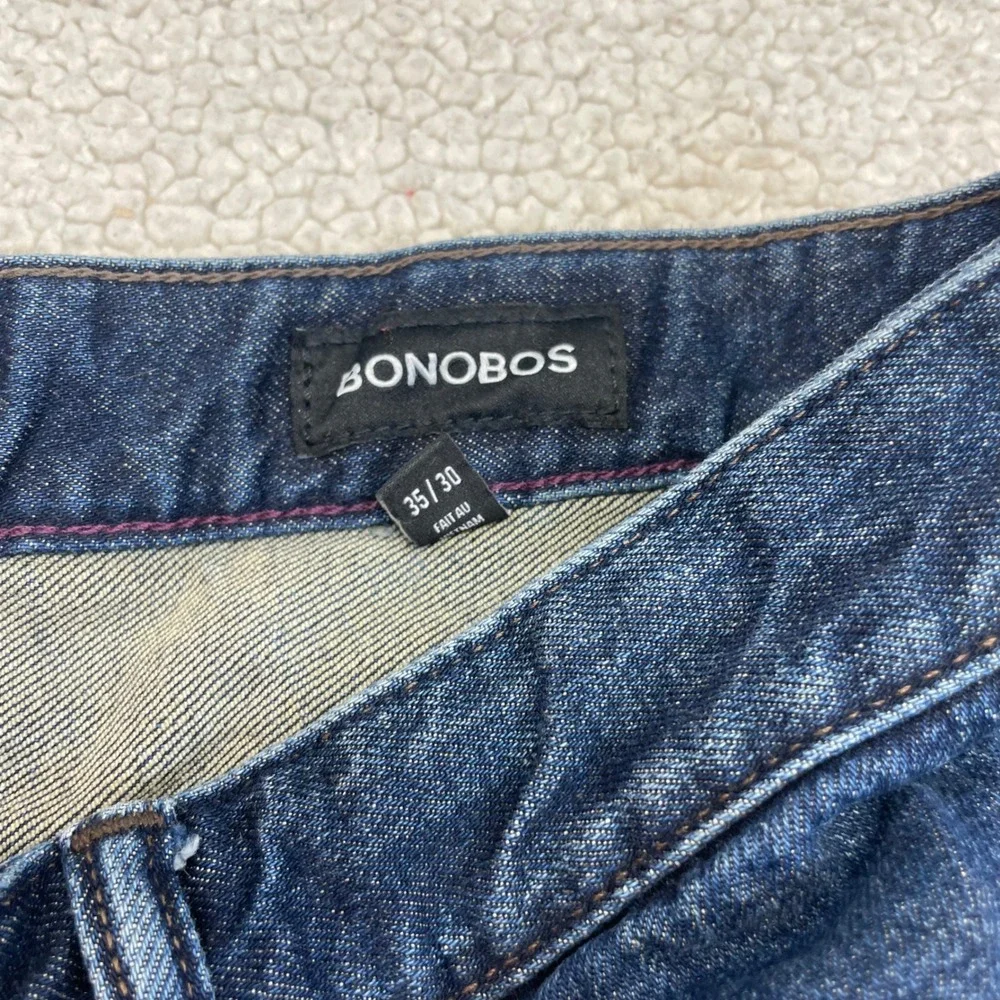 Bonobos Jeans Mens 35x30 Blue Denim Straight Leg Stretch Organic Cotton B6228